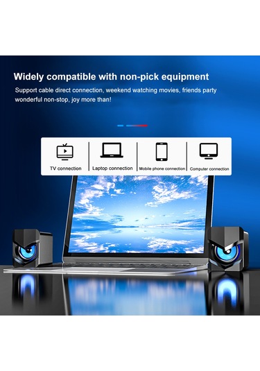 Springsun Sada D-158 Mini Masaüstü Bilgisayar Hoparlörü Süper Bas Subwoofer 3.5mm Kablolu Müzik Çala