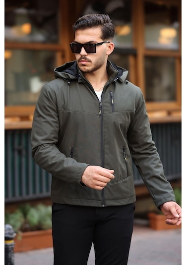 Su Ve Rüzgar Geçirmez Kürklü Softshell Erkek Mont Haki