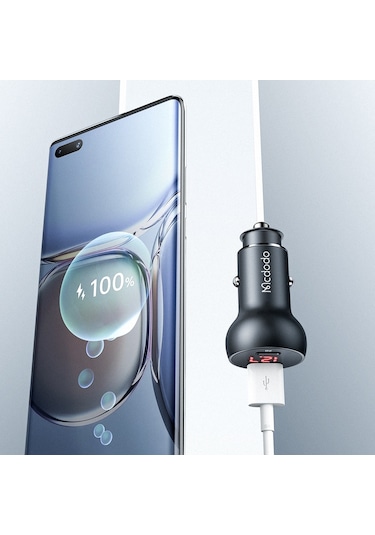 Cc-7030 45W 1Xtype-C 1Xusb Girişli Dijital Göstergeli Araç Şarj