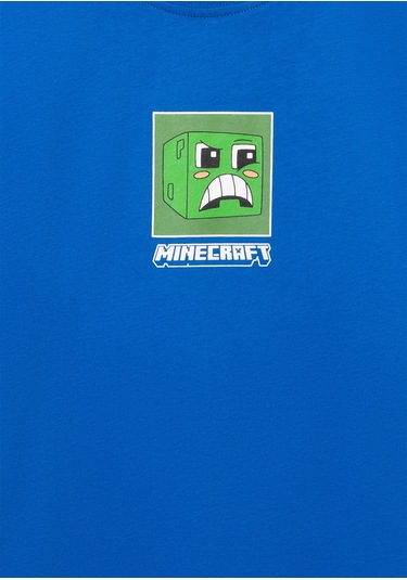 Mavi - Minecraft Baskılı Mavi Tişört 6610342-82491 Mavi