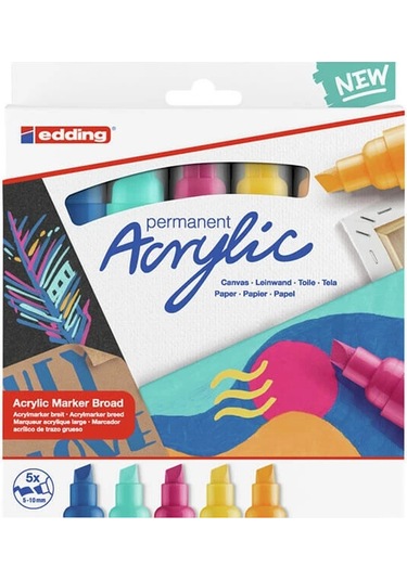 Supertrend E-5000 Akrilik Markör Kalın Uçlu Soyut Renkler 5'li Set Görsel Rengi