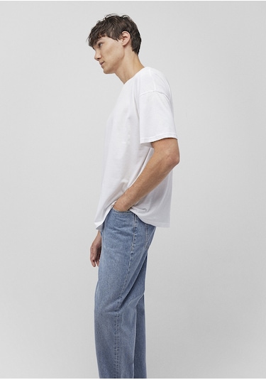 Mavi - 2Li Oversize Basic Tişört Seti 0612162-620 Beyaz