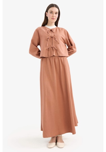 DeFacto A Kesim Keten Karışımlı Maxi Tesettür Etek E5371AX25SPBN566