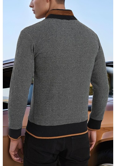 9021 Dewberry Erkek Sweatshırt-noktalı Siyah Noktalı Siyah