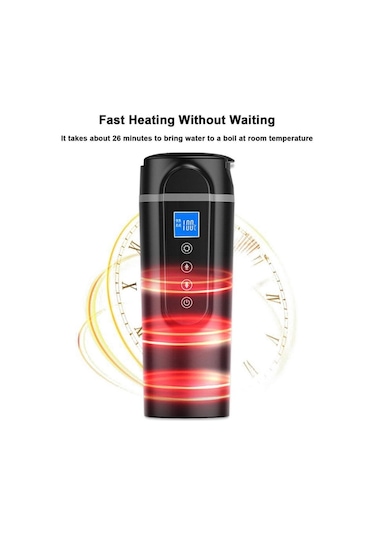 Sones Suıtu Hq-3900 24v/12v Araba/kamyon Isıtmalı Kahve Kupa Akıllı Kupa, Özellik: Küçük Ekran Siyah