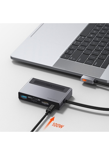 Baseus Magic Çok Fonksiyonlu Klipsli Type-C Hub 6In1 (Usb3.0+Sd+-Gri