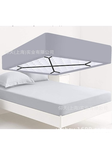 Vkemall Yatak Çarşafı Sabitleyici - 2'li Siyah Esnek Bağlama Kayışı Siyah