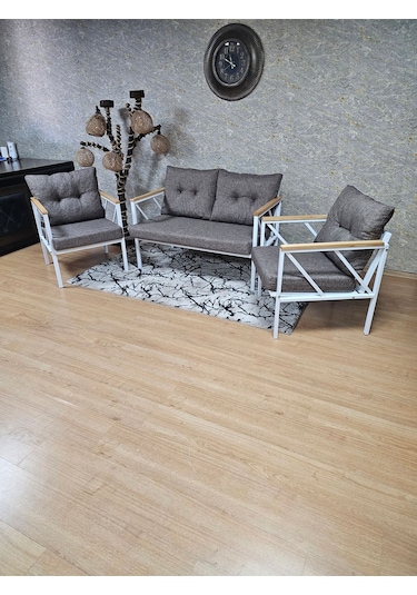 Beyaz Boyalı Bahçe - Balkon - Mutfak Çay Seti Takımı Bahçe Koltuk 001