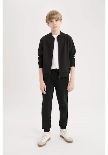 DeFacto Erkek Çocuk Kolej Yaka Fermuarlı Cepli Bomber Hırka D2803A825SPBK81