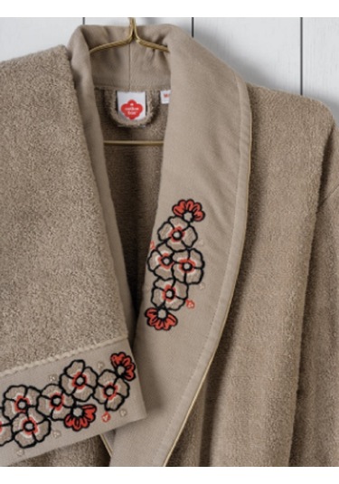 Cottonbox Folk Art Aile Bornoz Seti Yamka Bej-antrasit Çok Renkli