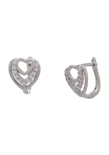 Kalp Model-3 925 Ayar Gümüş Zirkon Taşlı Kadın Küpe Gümüş