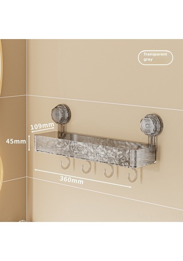 Reedark Banyo Dalgalı Desenli Süctionlı Rahat Kurulum Duvarlı Depolama Rafı - Gri Diğer