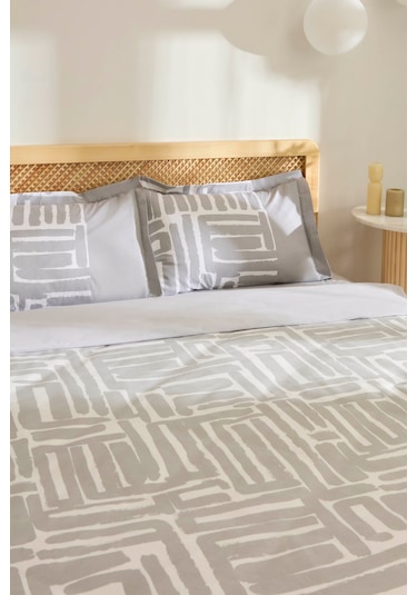 Kaşmir Home Mosy %100 Pamuk Çift Kişilik Nevresim Takımı Gri Gri