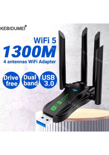 Kebidumei 1300 Mbps Wifi 5 Yüksek Hızlı 5ghz 4 Anten Çift Bant