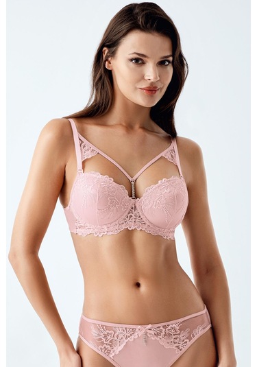 Luw 6120 Pudra Dolgulu Sütyen Takım Ip Detaylı 2Li Takım Pudra