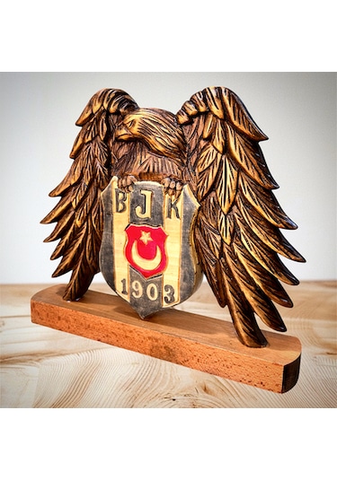 Ahşap Masa Üstü Beşiktaş Kartal Obje. 26x23
