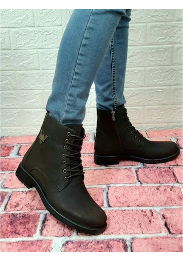 Voyager 3517 Kahverengi Hakiki Deri Bağcıklı Fermuarlı Erkek Bot