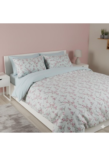 Nurlatex Çift Kişilik Çift Taraflı Nevresim Takımı Yeşil - Pembe