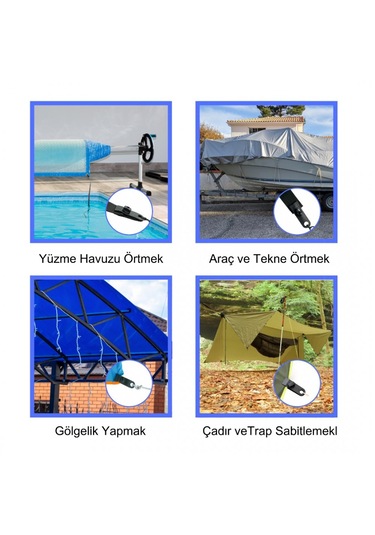 Taktikal Market 12 Adet Çoklu Kullanımlı Branda,gölgelik, Tarp Çadır İçin Klips Siyah