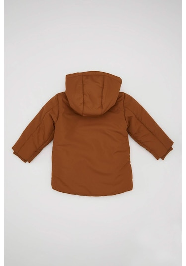 Defacto Erkek Bebek Su İtici Ribana Kollu Kapüşonlu Pelüş Astar Mont A2211A524WNBN230 Kahve