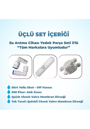 Su Arıtma Cihazı Yedek Parça Seti 3'lü Tüm Markalara Uyumludur