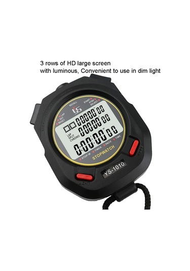 Ys 3 Sıra Ekranlı Aydınlık Kronometre Zamanlayıcı Eğitim Hakem Kronometresi, Stil: Ys-1060 60 Bellek
