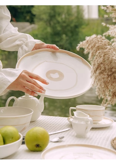 Sl Home Servis Tabakları Porselen "gato" Çap 28 Cm 252644215 Beyaz