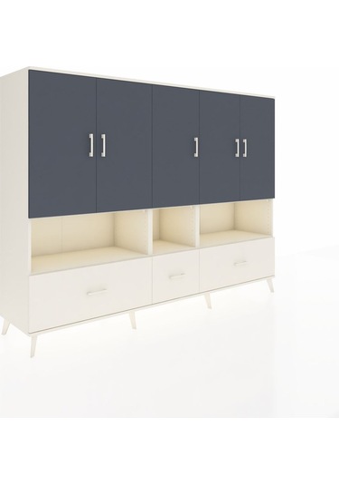 Hyperion Dolap 12 Raflı 3 Çekmeceli 5 Kapaklı 220x44x163 Aytaşı-a Aytaşı-antrasit/aytaşı