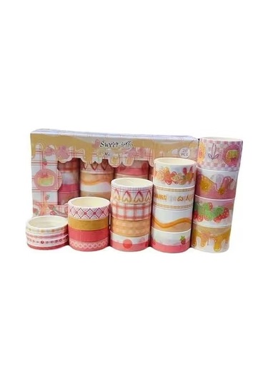 Dikdörtgen Vintage Washi Tape Bant Yapışkanlı Maskeleme Kağıdı Desenli Bant 20'li - Sweet Jelly 1