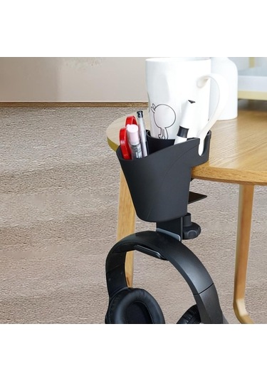 Pazly Suntek Masa Kalem Tutucu Bardak Kulaklık Kancası 3'ü 1 Arada Siyah Diğer