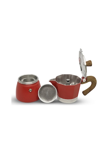 Horecamark Aluminyum Moka Pot 6 Kupa Siyah 3 Cups Moka Pot