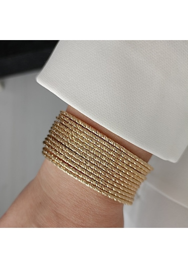 Lente Aksesuar Xuping Gold Kesme Model Ajda Bilezik 3'lü Set Altın - Gold