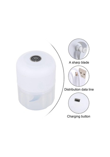 1 Set Elektrikli Sarımsak Ezici Zencefil Dilimleyici Kablosuz Sarımsak Kesme Aleti 250mlbeyaz Siyah