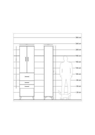 Arges Dolap 2 Raflı 3 Çekmeceli 2 Kapaklı 60x30x221 Aytaşı-aytaşı Aytası