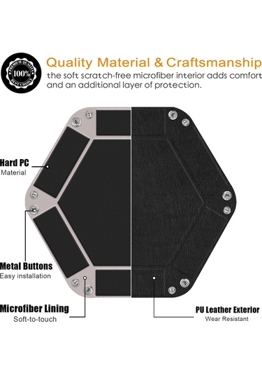 Sones Altıgen Masaüstü Pu Saklama Kutusu Çeşitli Eşyalar Tepsisi, Boyut: 7 İnç Siyah