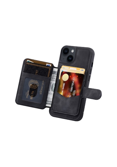 Teleplus Apple Uyumlu iPhone 13 Kılıf H67 Kartlıklı Cüzdanlı Kılıf