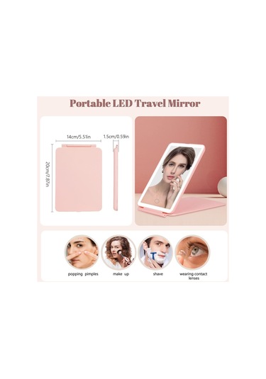 Valkyrie Katlanabilir Led Işıklı Makyaj Aynası Pembe