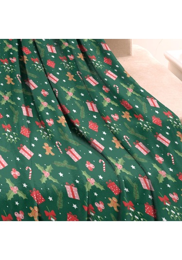 Noel Desenli Bebek Battaniyesi 40x30 İnç, Polar, Yumuşak, Hafif Ve Kalın Noel Hediye Zencefil Ekmek