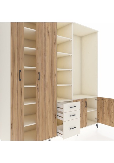 Kronos Dolap 13 Raflı 3 Çekmeceli 4 Kapaklı 220x59x243 Aytaşı-çam/aytaşı Atlas Çam/aytası