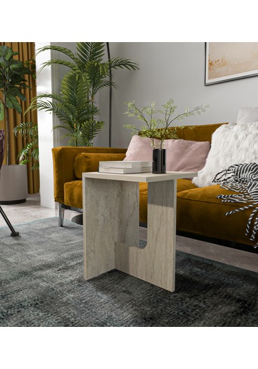 Terni Çok Amaçlı Yan Sehpa Bohem Traverten 35 Cm