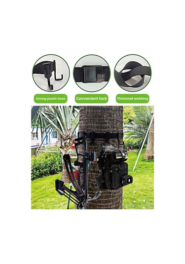 Yunboo Doğa Kampı Ağaç Kanca Seti - 1.5m Asker Yeşili Örgü Kayış + 10 Adet Dayanıklı Kanca - Kolay Kurulum Outdoor Çanta Aletleri Asma Gereci Haki