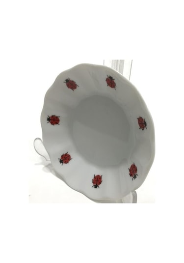 Porland Porselen 6'lı 127912 Uğur Böceği Çay Tabağı Beyaz