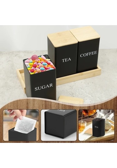 Trendooze White 1 Takım Metal Gıda Saklama Kapları Çay Şeker Kahve Kutusu Mutfak Düzenleme Beyaz Beyaz