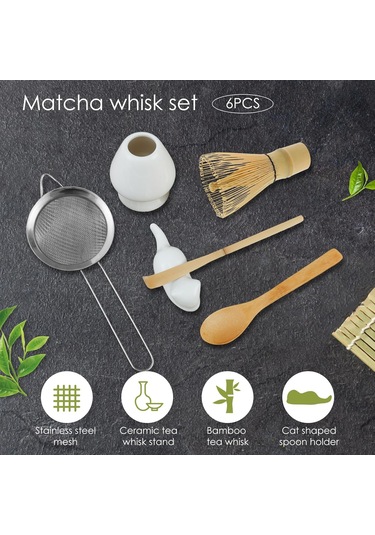Aubyhe Seramik Matcha Seti - Çay Whisk, Kaşık Ve Elek İle Pürüzsüz Lezzet Deneyimi Bej