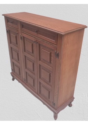 Bengi Ayakkabılık Kareli Çok Amaç Model Parlak Ceviz 3 Kapaklı