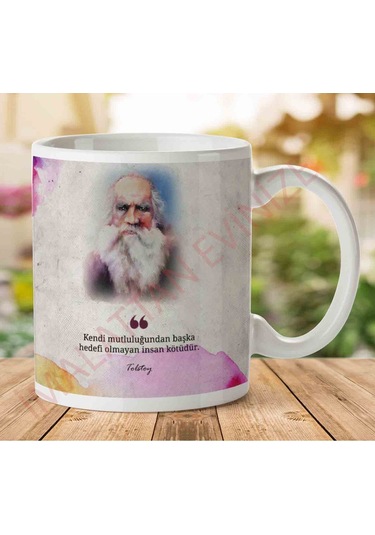 A2660 Tolstoy Kötü İnsan İki Tarafı Baskılı Kupa Bardak.jpg Çok Renkli