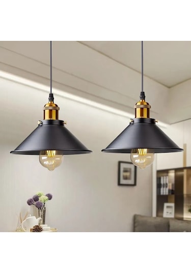 Vkemall Endüstriyel Demir Avize, Retro Siyah Modern Tipi, Yemek Odası/bar İçin, E27 Ampul Uyumlu Ampul Dahil Değil , 22cm, Kolay Kurulum Siyah