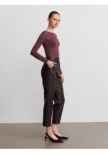 32122 Kayık Yaka Modal Kaşmir Ultra Hafif Bluz-mürdüm Mürdüm