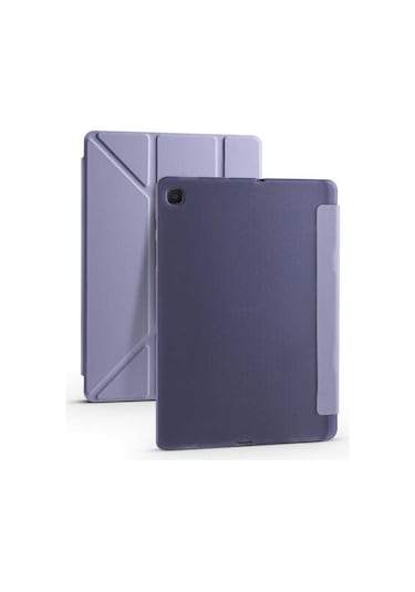Kilifone - Galaxy Uyumlu Galaxy Tab A7 10.4 T500 2020 - Kılıf Kalem Bölmeli Stand Olabilen Origami Tri Folding Tablet Kılıfı - Mor