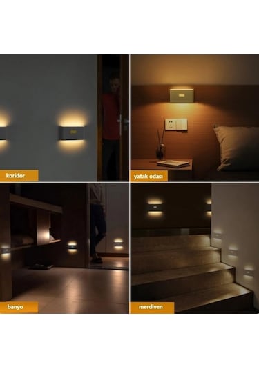 Ganzhoushop Sensörlü Şarjlı Led Kablosuz Harekete Duyarlı Dekoratif Ceviz Aplik Lamba Fs - Akıllı Aydınlatma Çözümü Ceviz